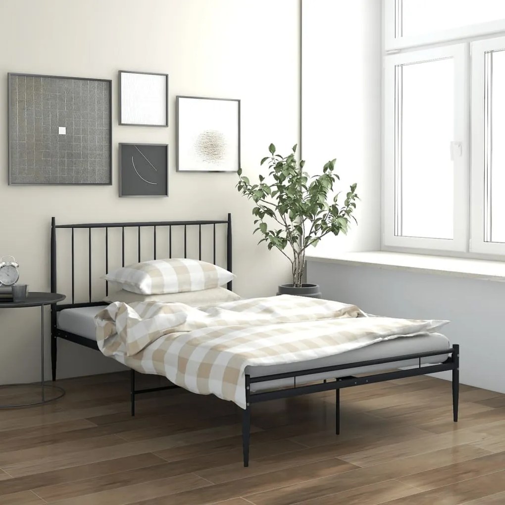 325015 vidaXL Cadru de pat, negru, 120x200 cm, metal