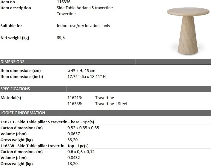 Masuta laterala design LUX Adriana S 116336 HZ