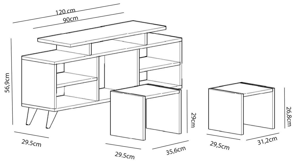 Set mobilier living Kutanetta (alb + Lemn deschis). 1107121