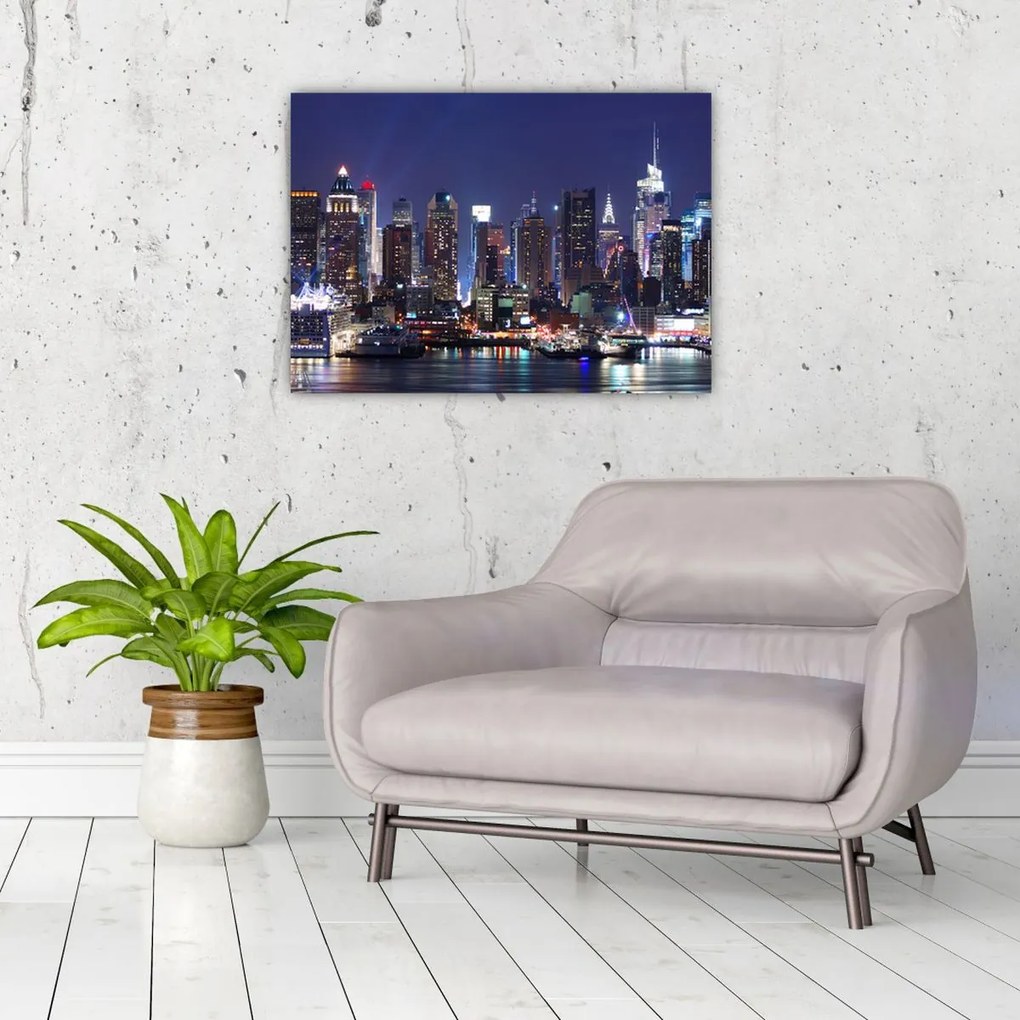Tablou - Zgârie-nori din New York iluminate (70x50 cm)