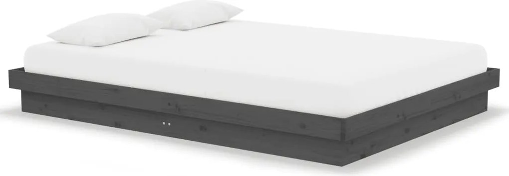 vidaXL Cadru de pat dublu, gri, 135x190 cm, lemn masiv