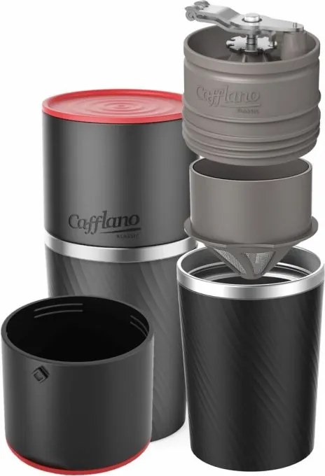 Aparat de cafea de voiaj Cafflano Classic (negru) + râșniță
