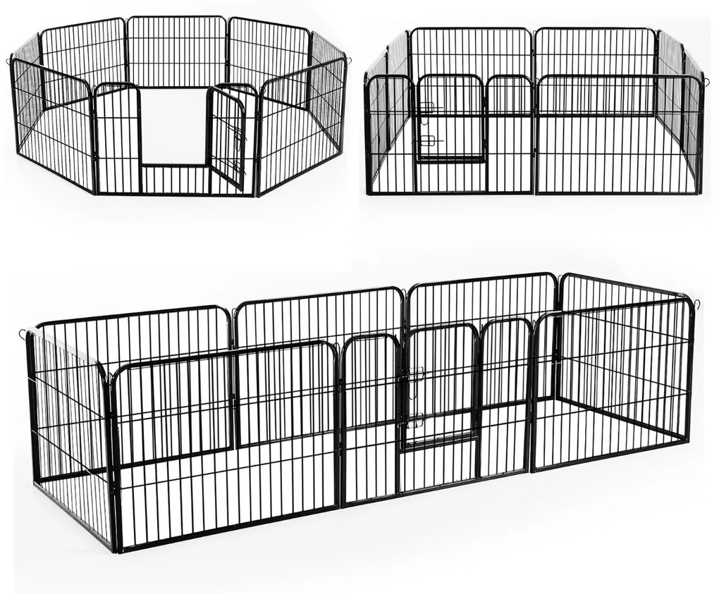 PawHut gard pentru animale, 8 piese, 80x60cm, negru | AOSOM RO