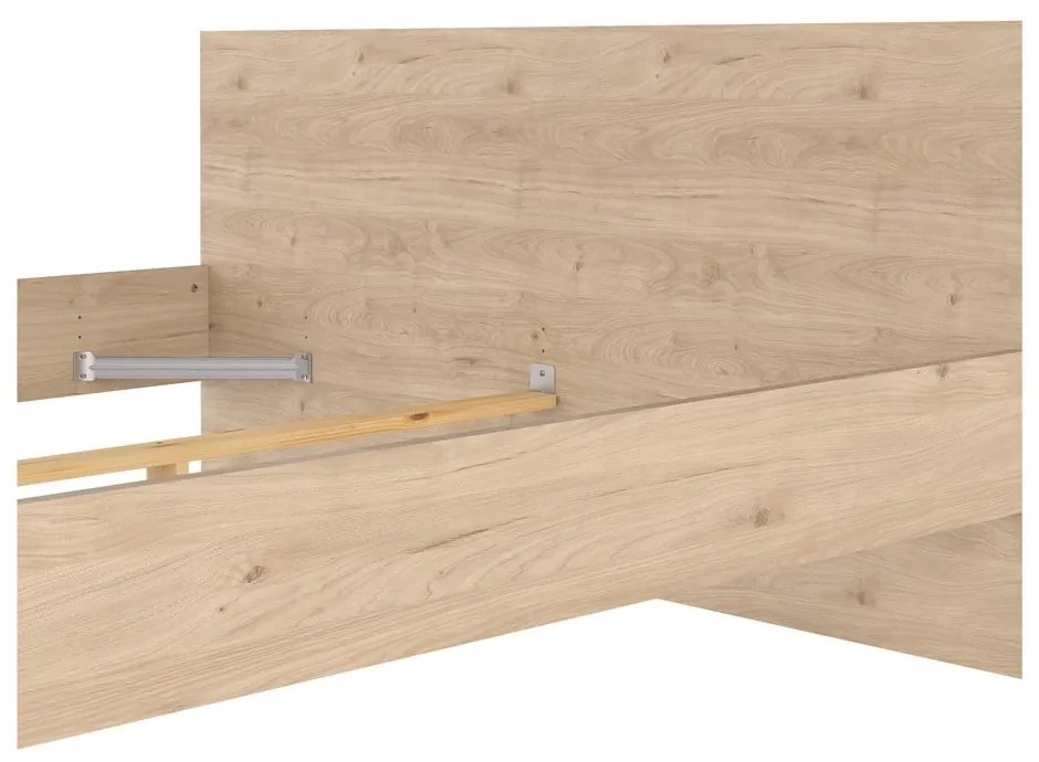Pat matrimonial în culoare naturală cu aspect de lemn de stejar fără somieră 180x200 cm Naia – Tvilum