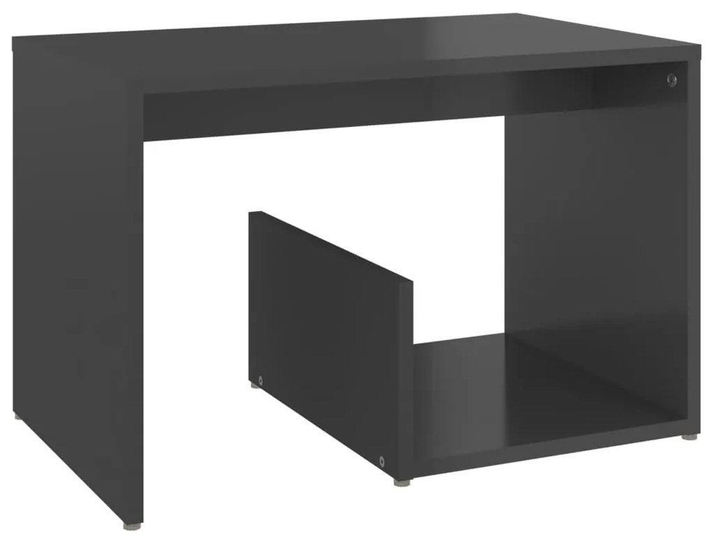 806704 vidaXL Masă laterală, gri extralucios, 59x36x38 cm, PAL