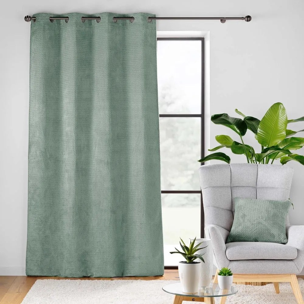 Draperie verde din microflanel 140x240 cm Flanela – douceur d'intérieur