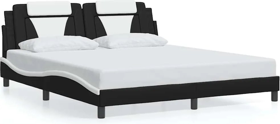vidaXL Cadru de pat Viana fără saltea negru și alb 180x200cm piele artificială