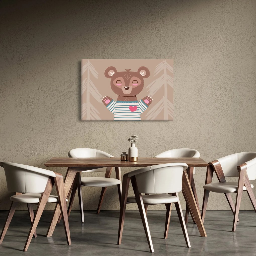 Tablou - Ursuleț de pluș în tricou cu dungi (90x60 cm)