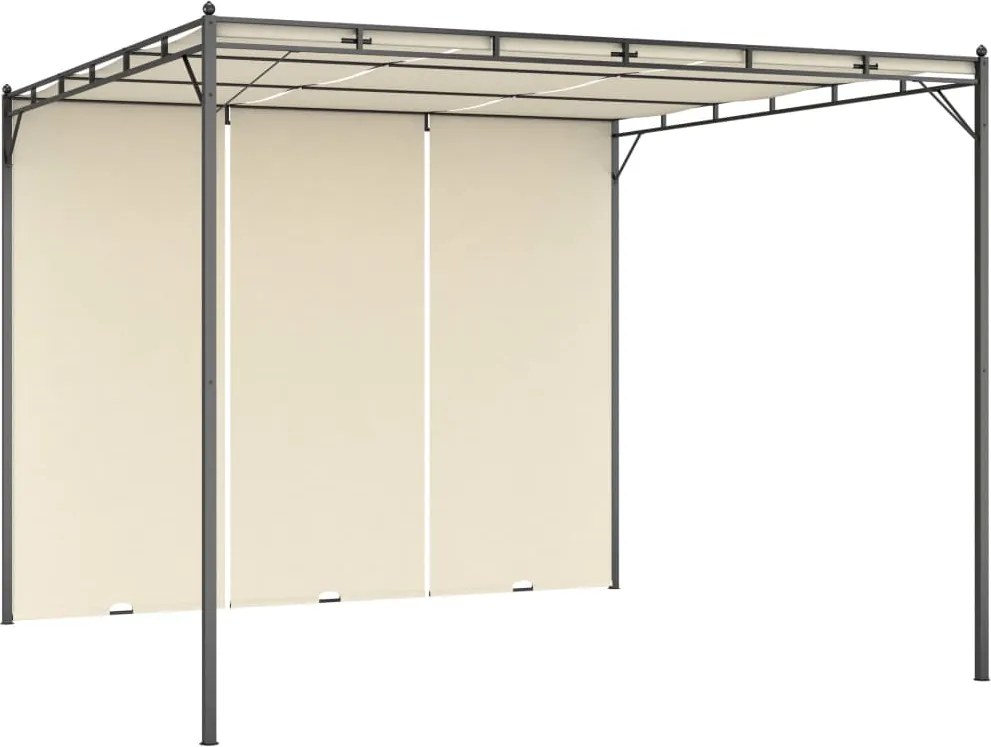vidaXL Pavilion de grădină cu perdea laterală, crem, 3x3x2,25 m