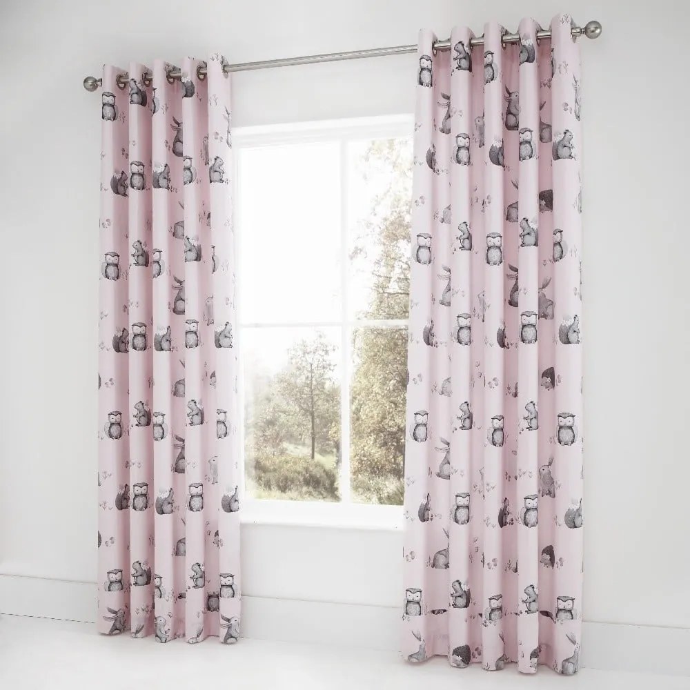 Set 2 draperii pentru camera copiilor Catherine Lansfield Woodland Friends, 168 x 183 cm