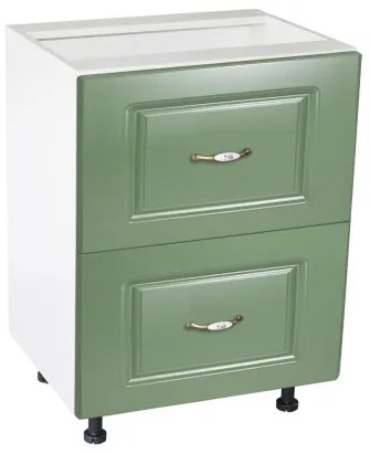 Corp inferior 60 cu 2 sertare metalice greutate Zebra MDF Verde