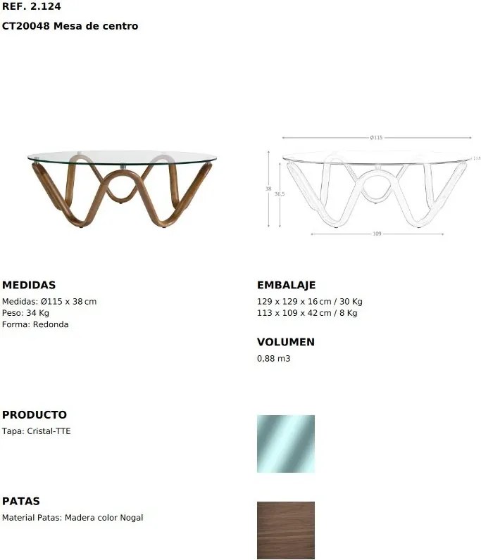 Masuta de cafea design modern Walnut Round