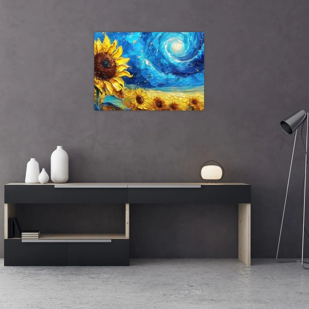Tablou - Pictura floarea-soarelui (70x50 cm)