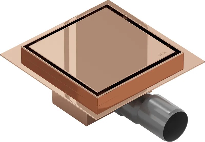 Mexen Flat-Q M13 scurgere de pardoseală pătrată 12 x 12 cm, aur roz - 1610012