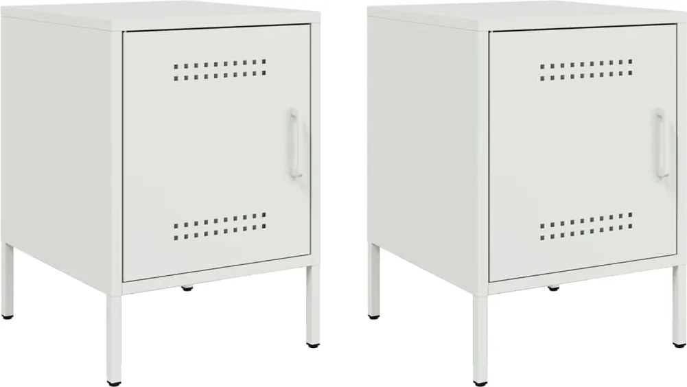 vidaXL Noptieră, alb, 2 buc., 36x39x50,5 cm, oțel