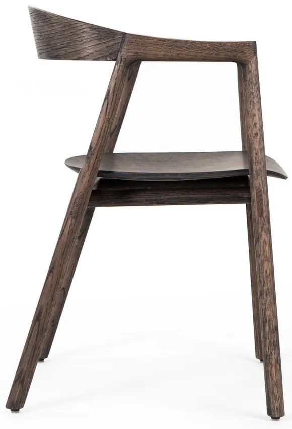 Scaun de dining maro din lemn de stejar Muna – Gazzda
