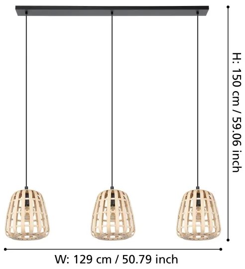 Lustră pe cablu Eglo 390153 MONTEZUELO 3xE27/40W/230V maro