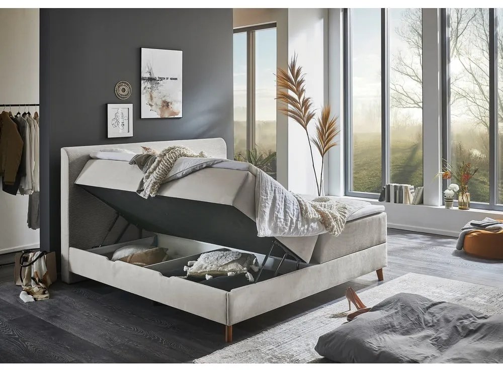 Pat boxspring bej cu spațiu de depozitare 180x200 cm Memphis - Meise Möbel