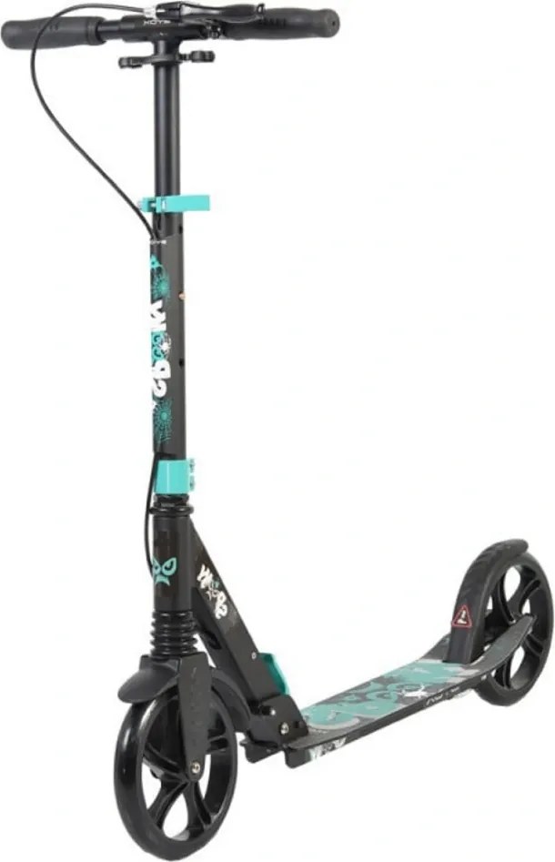 Trotineta din aluminiu NOVOKIDS™ Spooky Scooter, Frana de mana, Maxim 100 kg, Functie Super Brake, Maner reglabil pe inaltime, Diametru roata 200 mm,