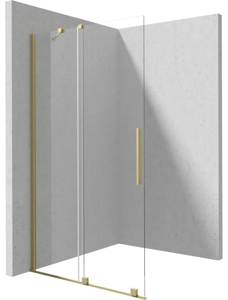 Paravan dus sticla securizata walk-in cu usa glisanta, 140x195 cm, auriu periat, Deante Prizma Auriu periat, 1400x1950 mm