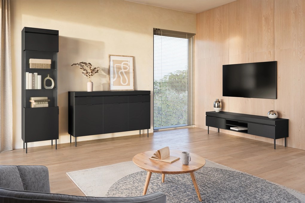 Comodă TV pe picioare metalice Sentia 157 - negru / negru