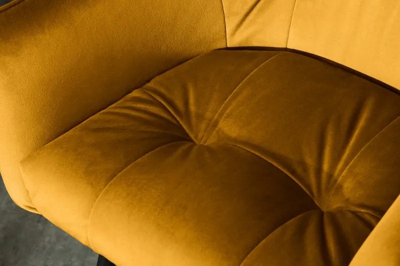 Neînvins Scaun de bar Loft catifea galben mustar