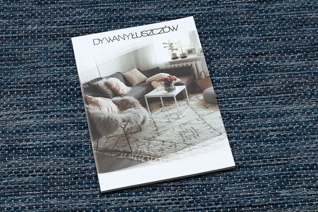 Covor SISAL SION cerc A5165A Melanj țesute plate albastru inchis