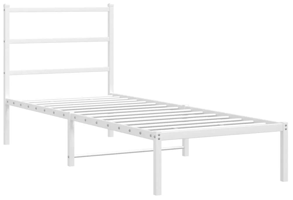 355405 vidaXL Cadru de pat metalic cu tăblie, alb, 80x200 cm