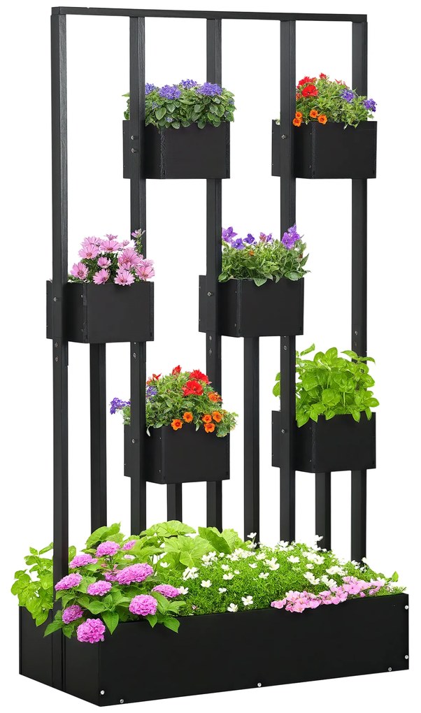 Outsunny Jardiniere inaltă cu grindă din lemn pentru plante, legume, flori sau ierburi aromatice, dim. 90L x 45L x 170H cm | Aosom Romania