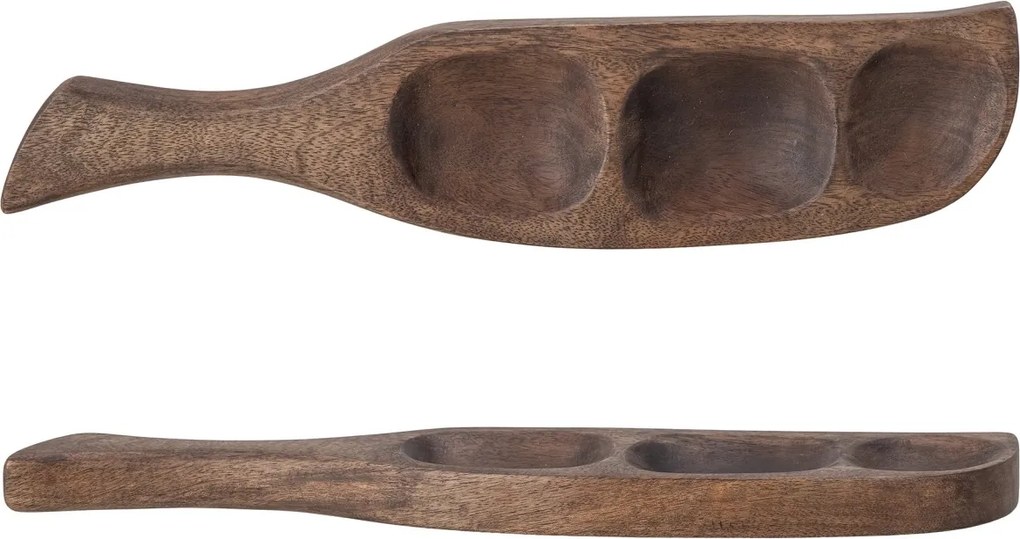 Platou de servire rustic cu 3 compartimente din lemn de mango maro, 40x9x2,5 cm, „Thorun"