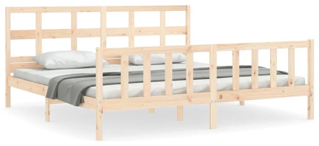3193026 vidaXL Cadru de pat cu tăblie Super King Size, lemn masiv