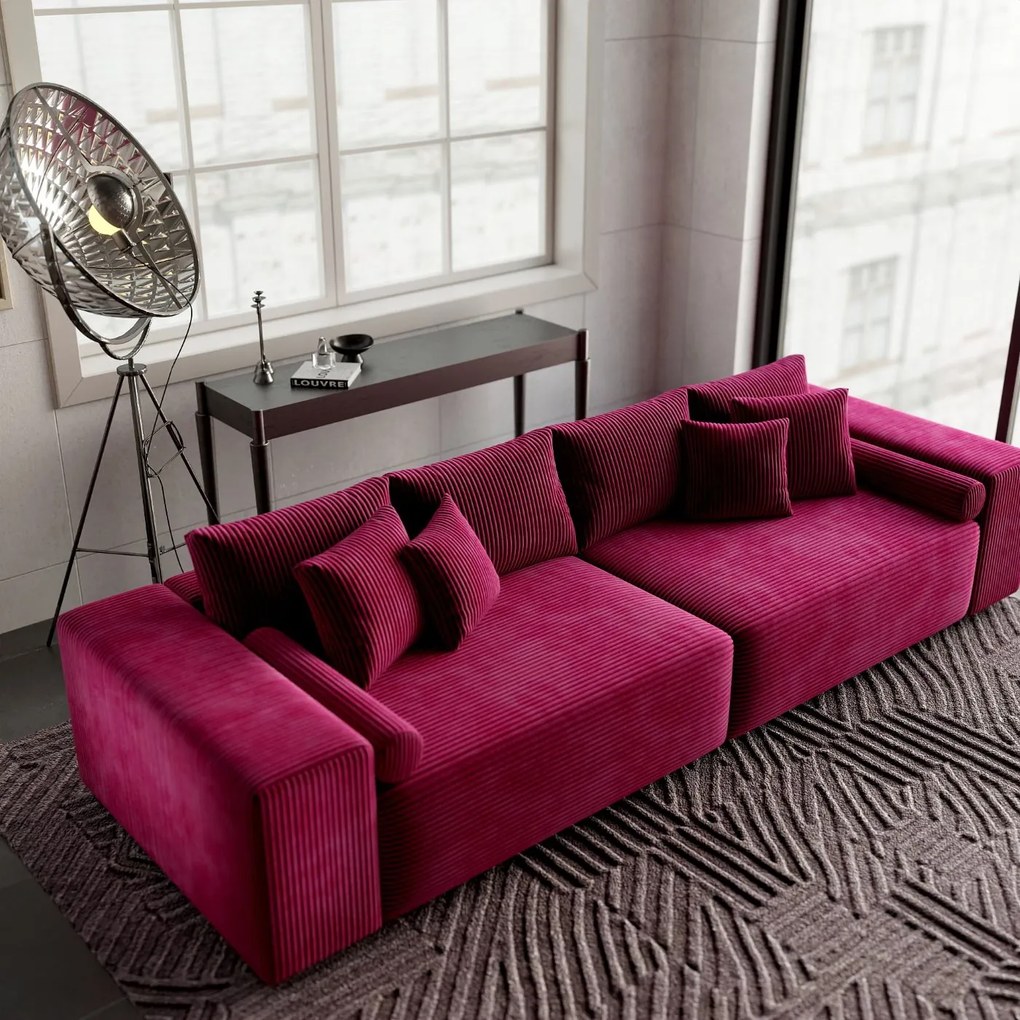 Canapea extensibilă dumonde cu ladă de depozitare si sezut confortabil din spuma high-density, Marbela Zoom Red XXL 295x100 cm