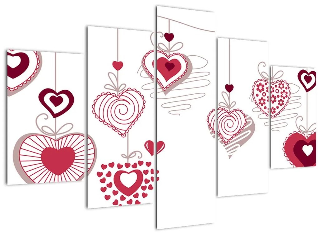 Tablou cu inimiore pictate (150x105 cm)