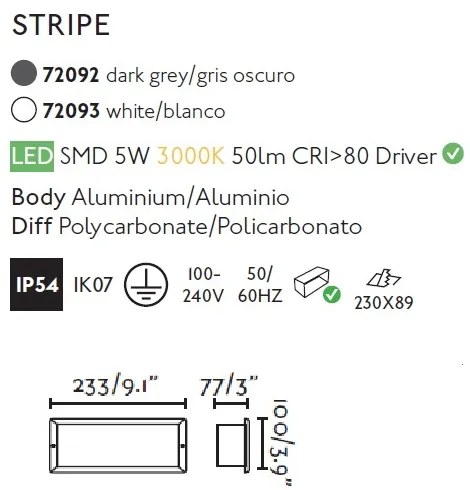 Spot LED incastrabil de exterior IP54 iluminat ambiental STRIPE alb