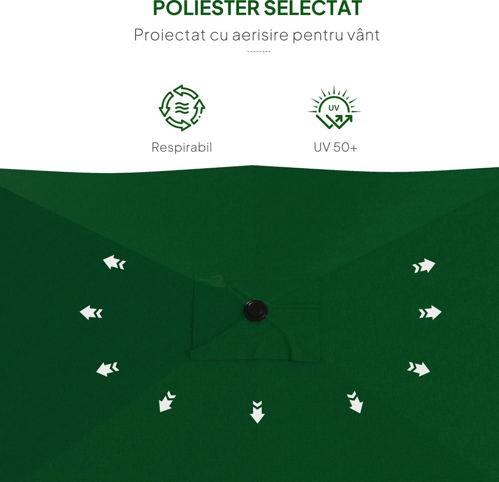 Outsunny Ombrellone da Giardino 2x3m Inclinabile e Apertura a Manovella Grigio | Aosom Romania