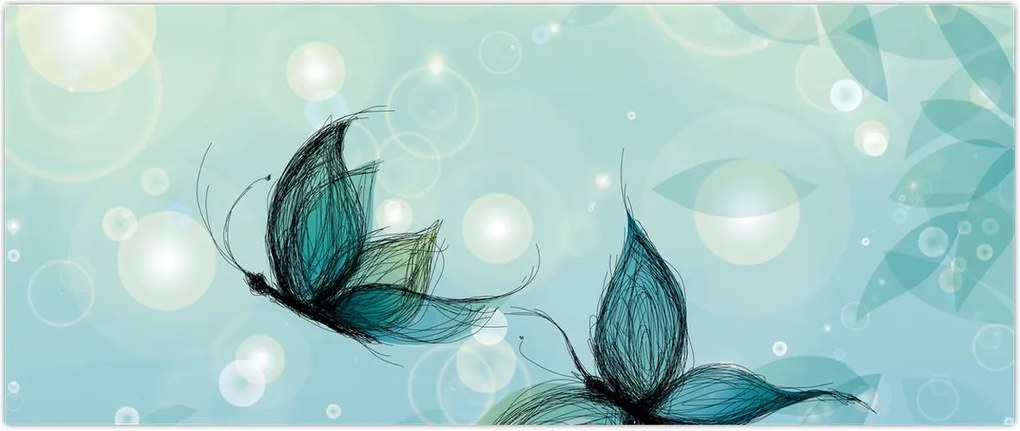 Tablou - Fluturi albaștri (120x50 cm)