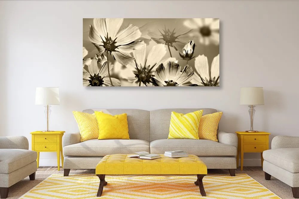 Tablou flori de grădină în design sepia