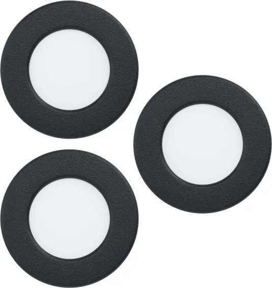 Eglo 901385 - Set 3x spoturi încastrate FUEVA, LED 3,7 W, 230 V, Ø 8,8 cm, negru