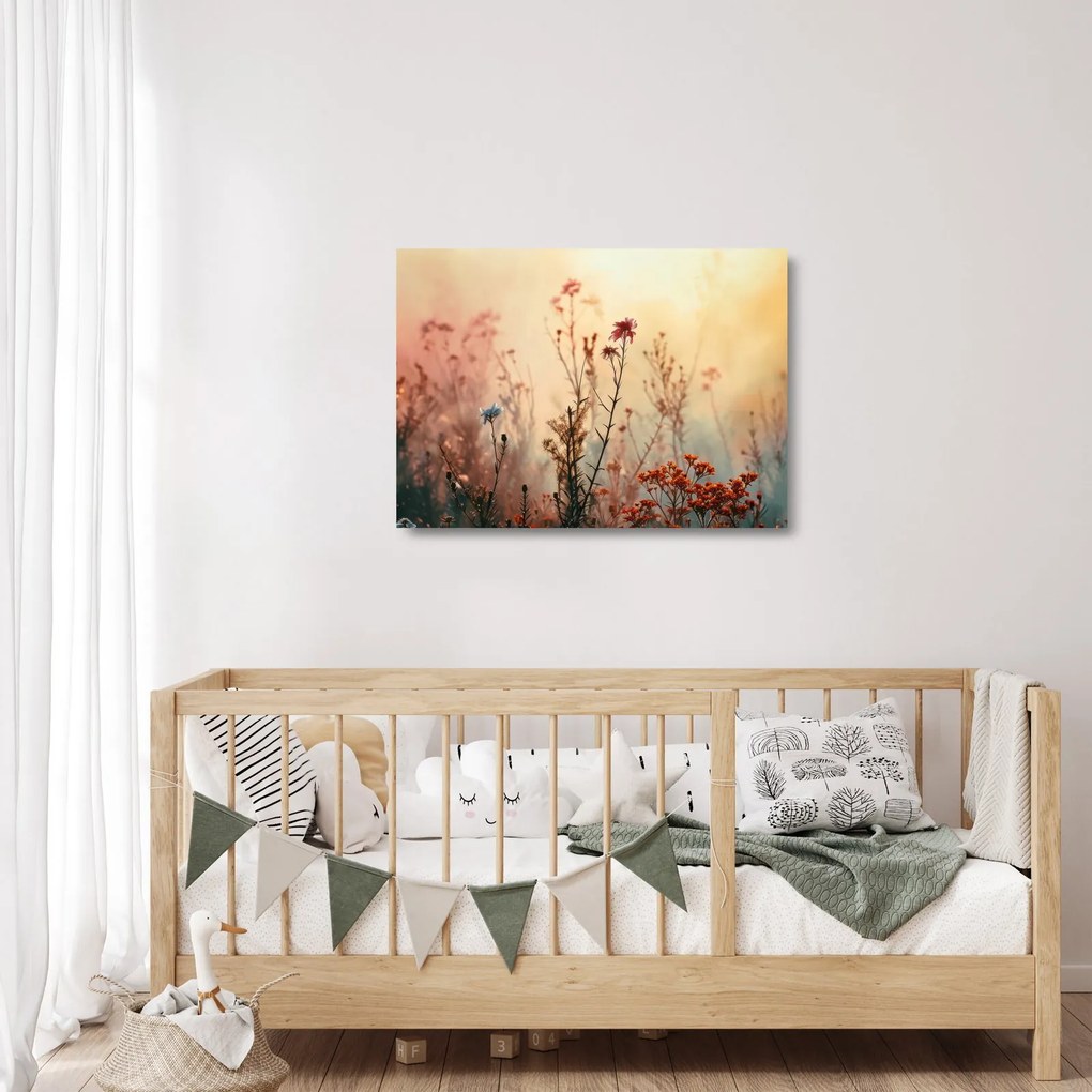Tablou pe sticlă - Flori sălbatice (70x50 cm)