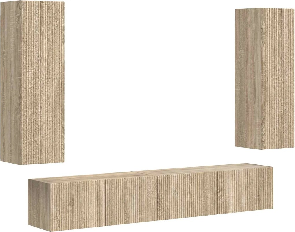 vidaXL Set comodă TV Pe perete 3 pcs Stejar Sonoma Lemn compozit