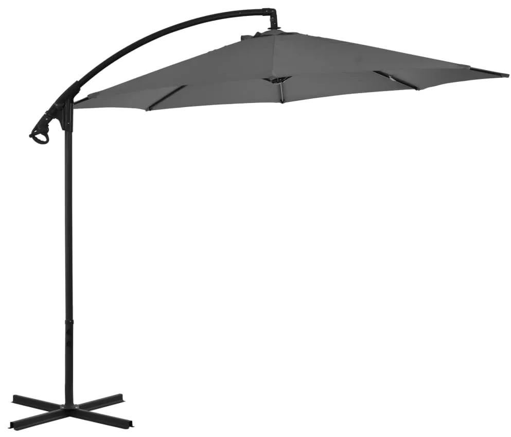 Umbrela suspendata cu stalp din otel, antracit, 300 cm