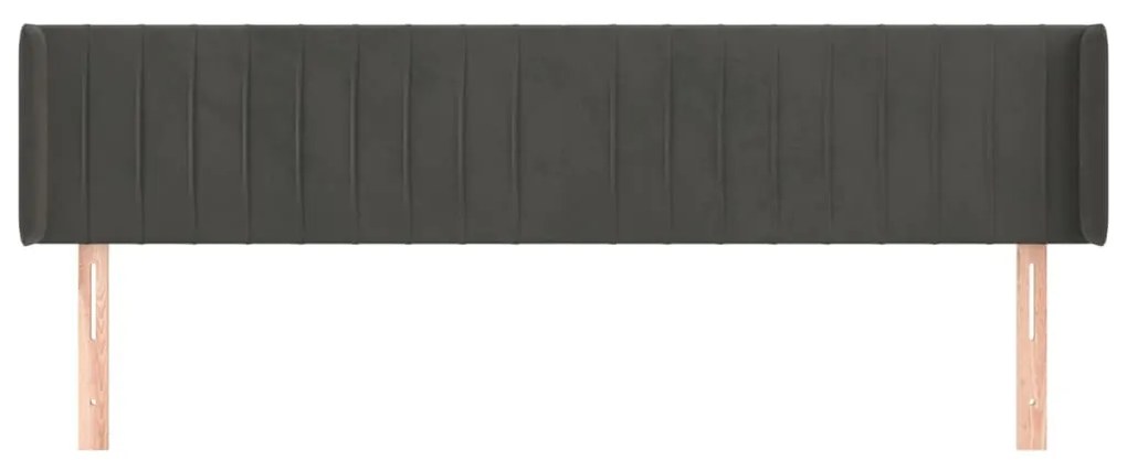 Tablie de pat cu aripioare gri inchis 163x16x78 88 cm catifea 1, Morke gra, 163 x 16 x 78 88 cm