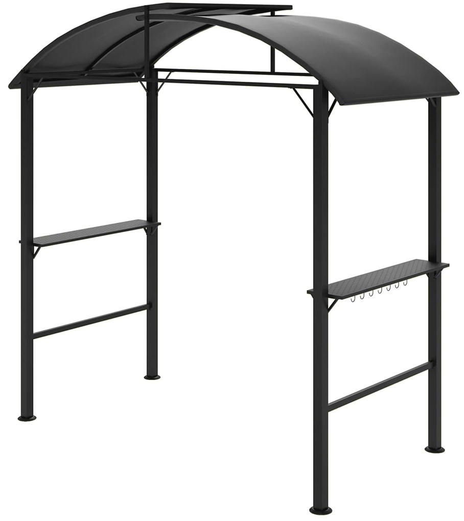 Outsunny Pavilion de grătar, 2 tavane laterale, cârlige, cadru din oțel, 1,1 x 2,3m, Gri închis | Aosom Romania
