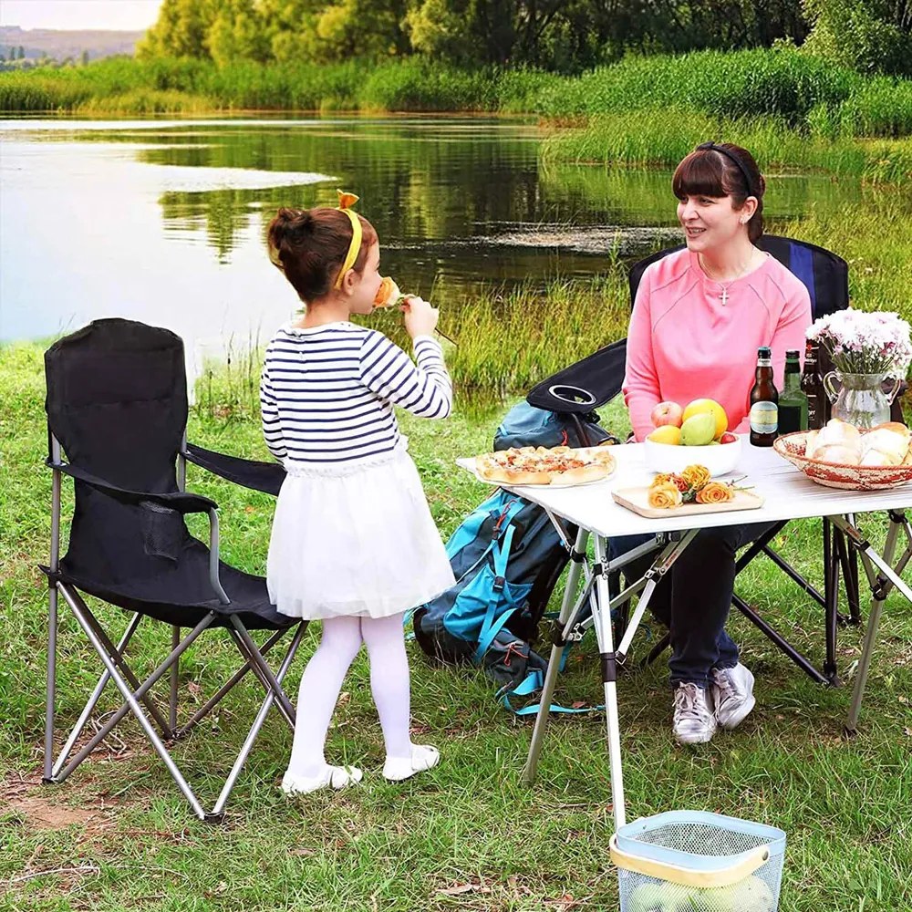 Scaune de camping NOMAD, set 2 buc., negru SongmicsHome