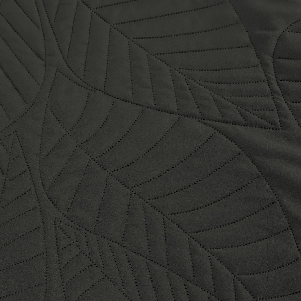 Cuvertura pentru pat cu model LEAVES, gri inchis Dimensiune: 220 x 240 cm