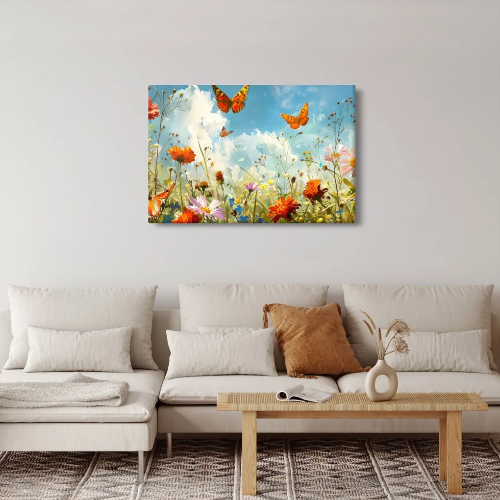 Tablou - Fluturi pe pajiștea de vară (90x60 cm)
