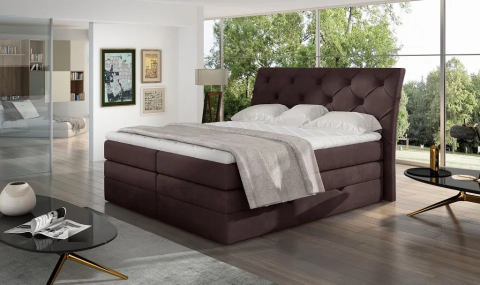 Pat tapitat boxspring, cu spatiu pentru depozitare, 140 x200, Mirabel 141, Eltap (Culoare: Gri pepit / Grande 81)