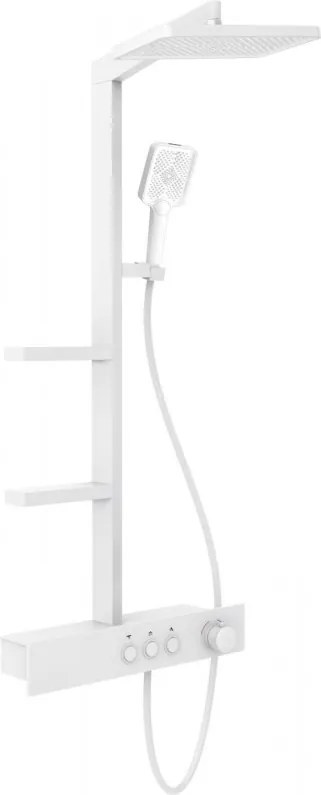 Mexen Saxx set de duș montat la suprafață cu duș de tavan și baterie, alb - 78102-20