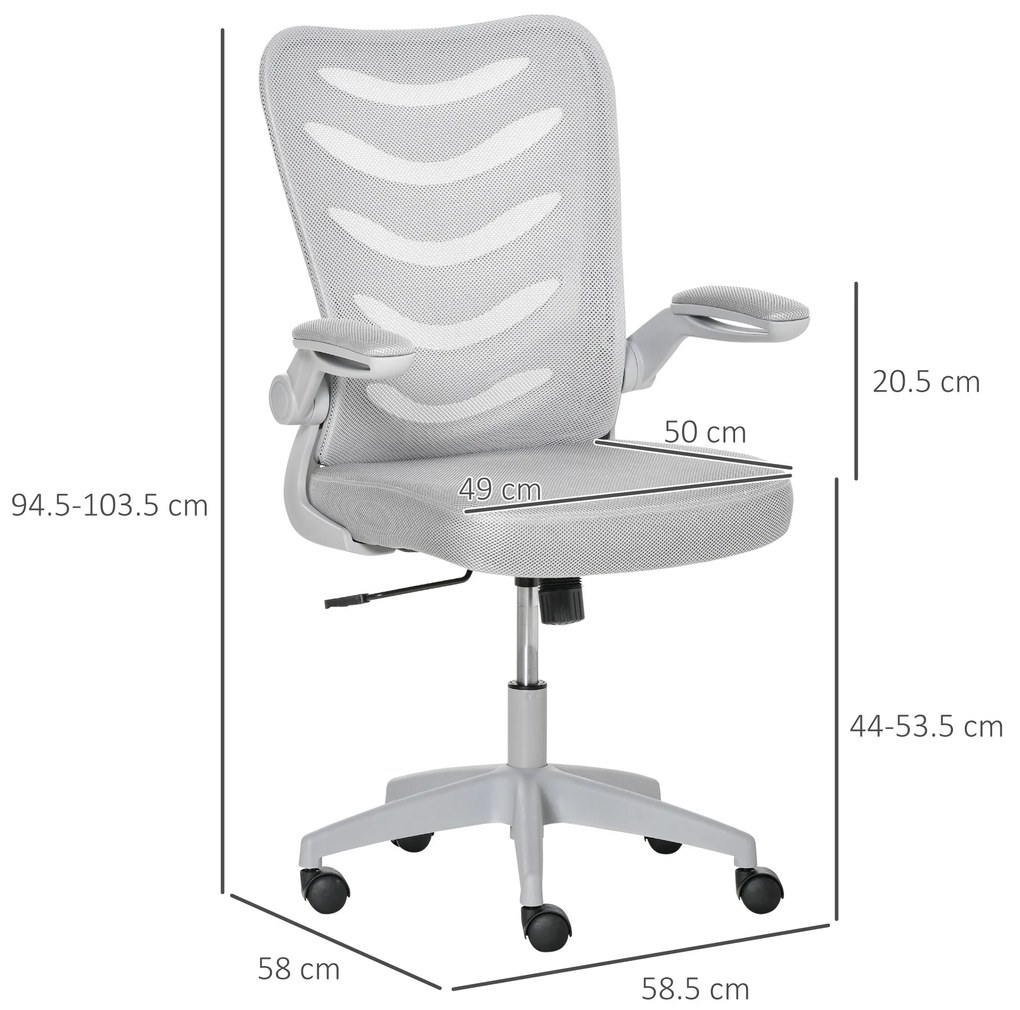 Scaun de Birou Ergonomic, Fotoliu Pivotant, Inaltime Reglabila, Functie de leganare 58.5x58x94.5-103.5cm, Gri Vinsetto | Aosom RO