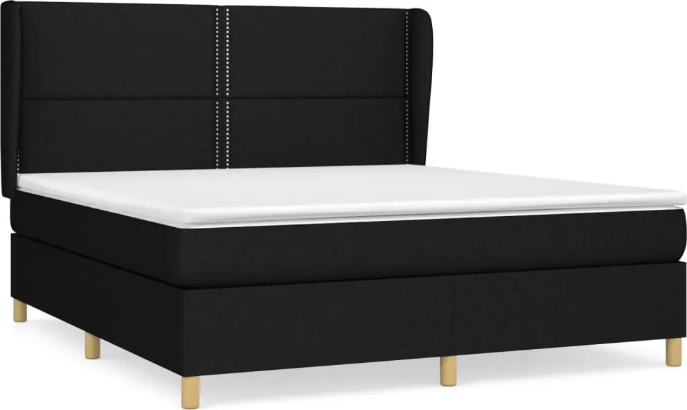 vidaXL Pat box spring cu saltea, negru, 180x200 cm, catifea